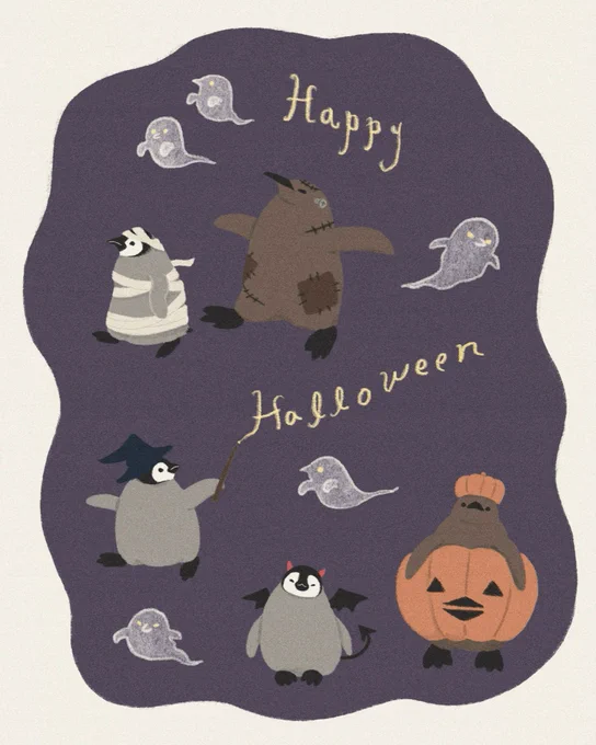 ハッピーハロウィン🐧🎃👻
#ハロウィン #ペンギン  #ハロウィンイラスト展示会2021 #halloween2021 
