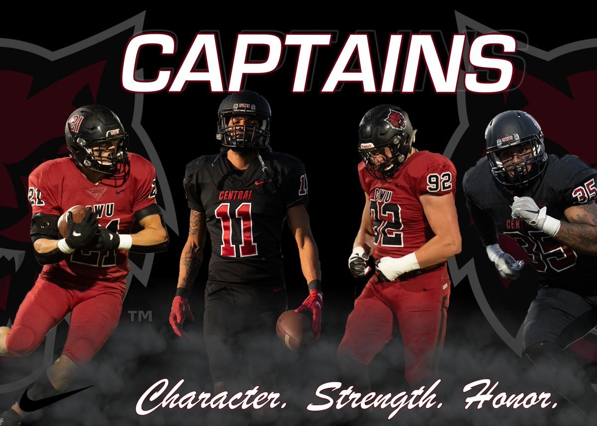 CWUFB's tweet photo. Here are your CAPTAINS for tonight's game against Lincoln University! Kickoff is @ 6PM! #CSH #RELENTLESS https://t.co/JFES5WPoiy