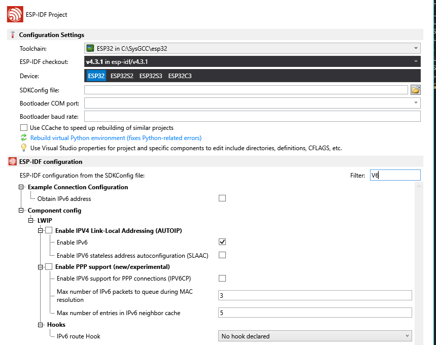 gojimmypi's tweet photo. I'm impressed as to how well polished the @Sysprogs #VisualGDB is for ESP-IDF #ESP32 #JTAG single-step debugging with @SEGGERMicro J-Link in @VisualStudio. My WSL make project imported to Visual Studio with only minor stumble: IPV6 & @wolfSSL SSL/TLS needed to be manually enabled https://t.co/1DQGCXzfJK