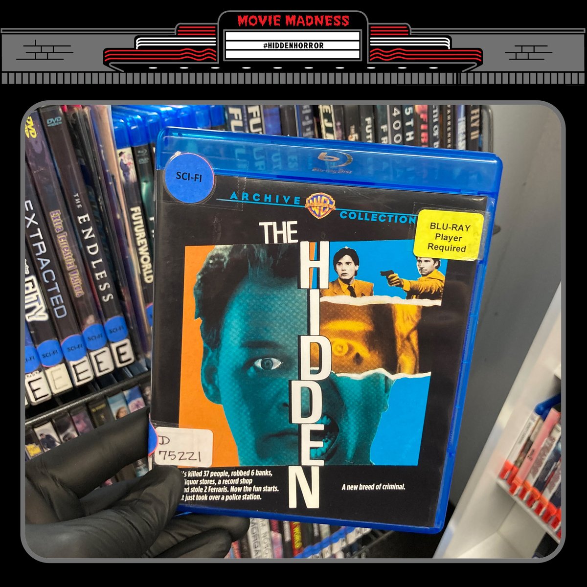 MovieMadnessPDX's tweet photo. There are some great horror movies to be found out in space and into the future, so our #HiddenHorror suggestion today is to head to the Sci-Fi section for some out-of-this-world scares. These are just a few of the good horror movies you’ll find lurking in that section 👽 https://t.co/isaivneg0B