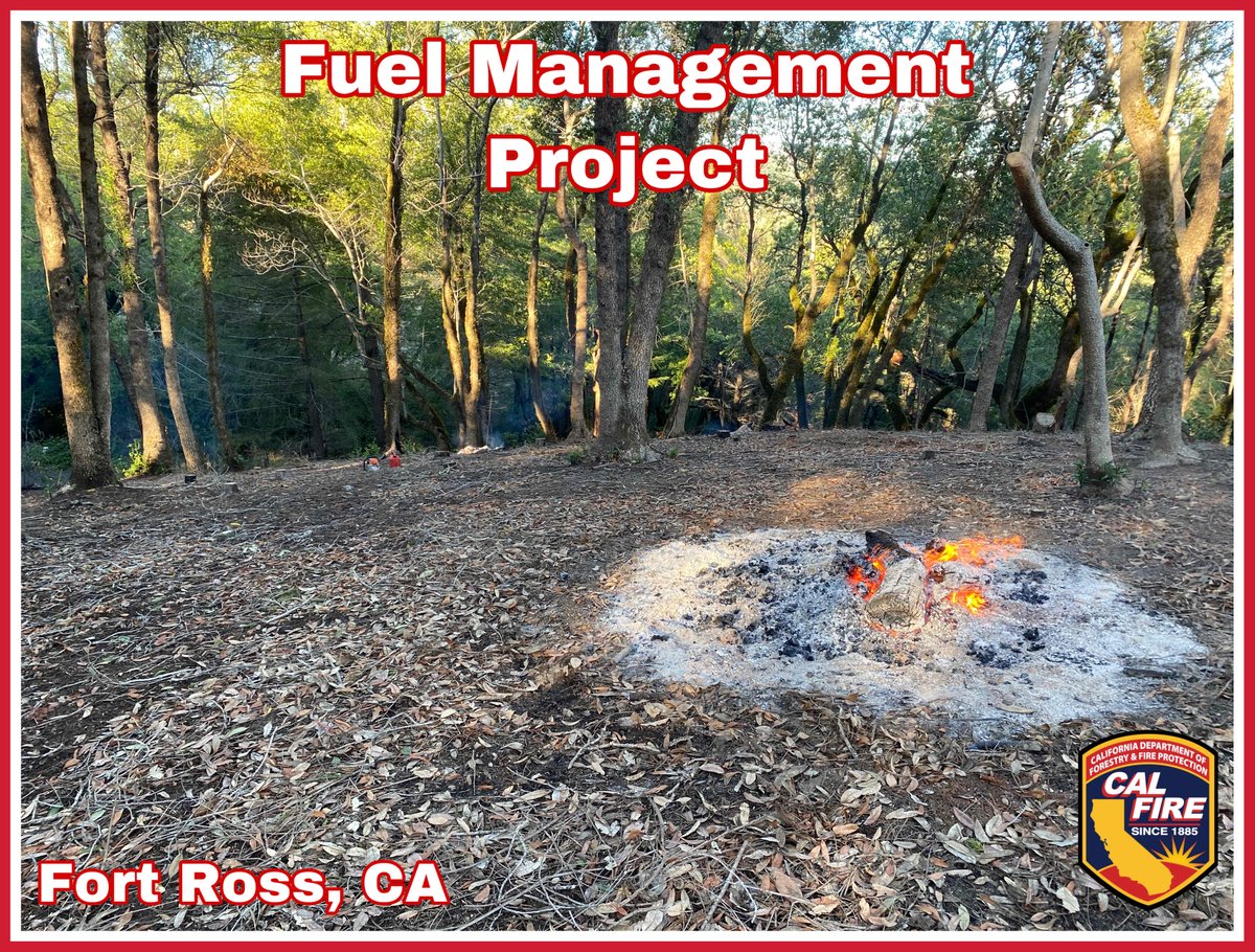 CAL FIRE Sonoma-Lake-Napa unit is working in collaboration with our partners from the California State Parks on a fuel reduction project at Fort Ross State Park near and in the footprint of the 2020 Meyers Fire. As weather permits you can expect to see smoke due to pile burning.