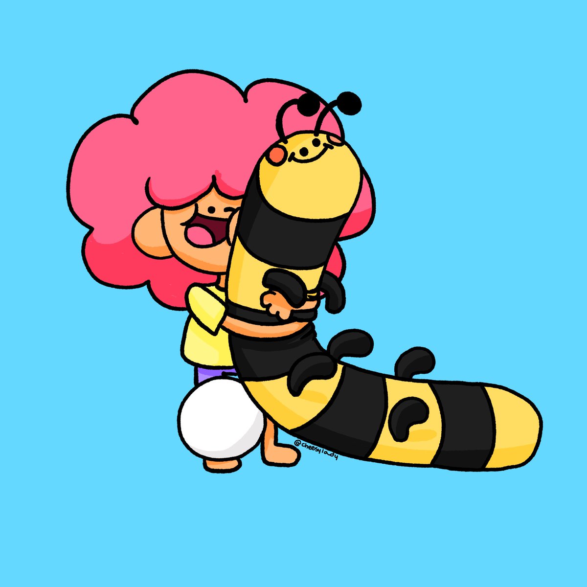 cheesylady's tweet photo. day 30 of my made up #inktober 

thank you so much @liliuhms for blessing the world with long bee!!

#inktober2021 #inktober2021day30 #procreate #longbee #art #vtuber https://t.co/FU81VTzOku