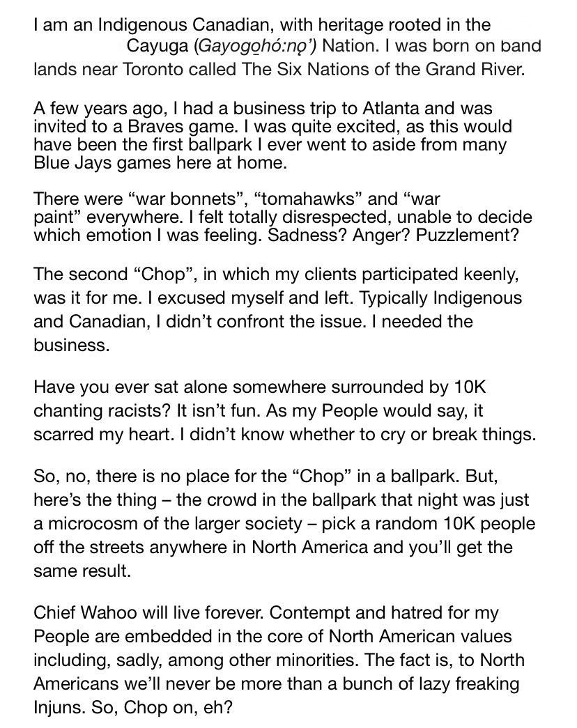 A reader email, published with permission, about the chop.