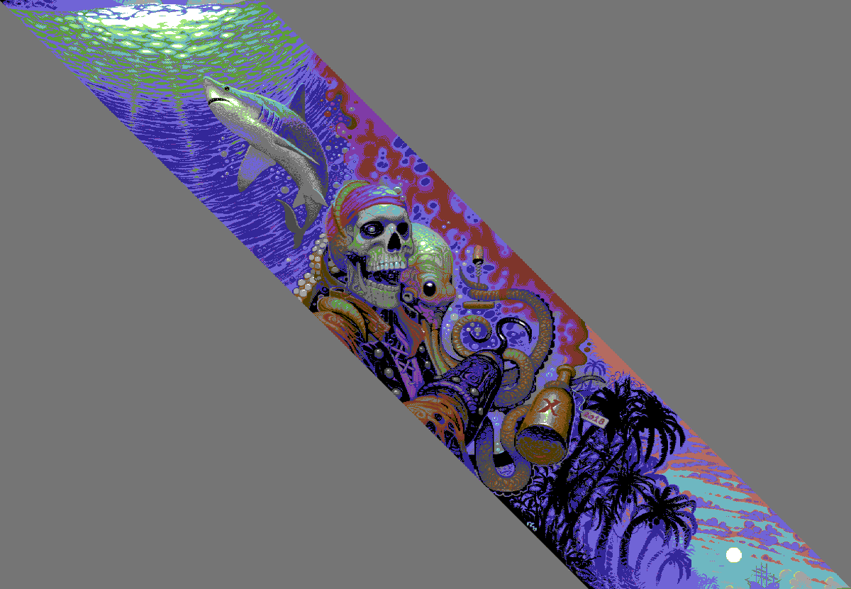 RazorbackFrisk's tweet photo. Another diagonally scrolled and tiled multiscreen image. Adequately named "X Marks The Spot". #c64 #multicolor #mcol After this one I promised myself to never do a multiscreen image again.. but then Memento Mori happened. https://t.co/jtFweAWCoZ