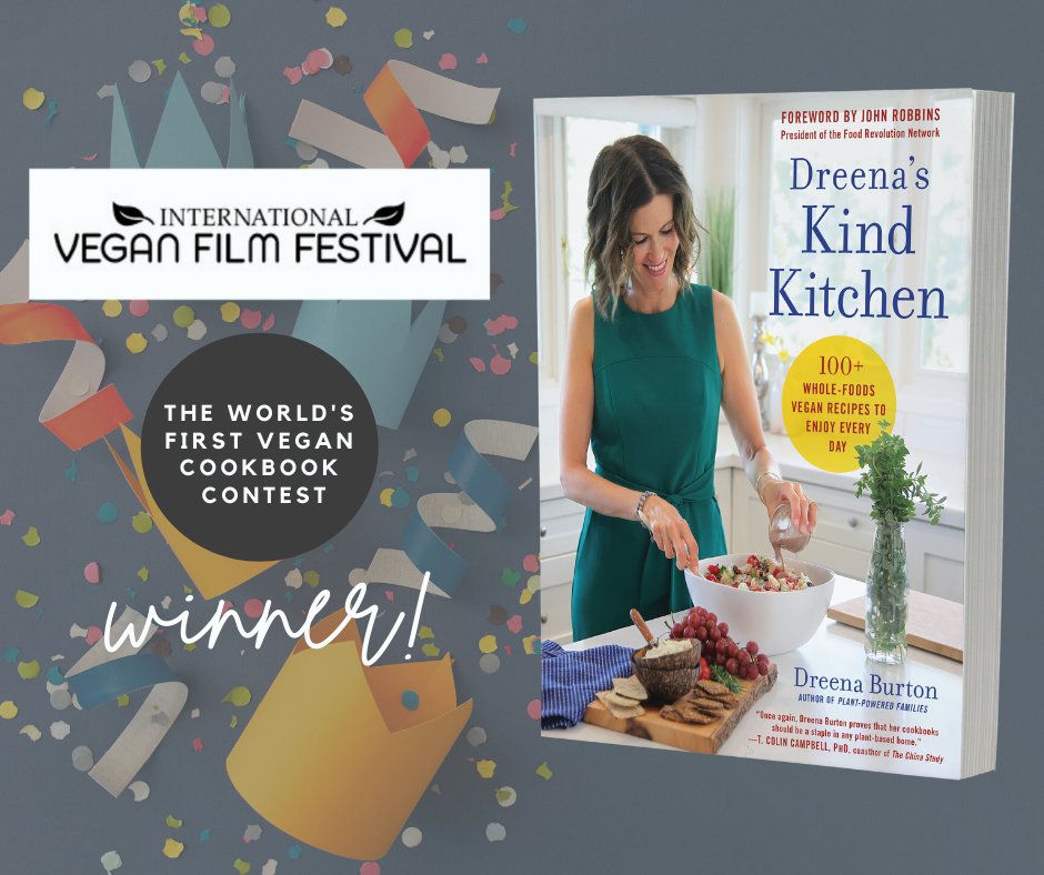 dreenaburton's tweet photo. π #DreenasKindKitchen wins 1st prize in the World's First Vegan Cookbook Contest!
@veganfilmfest contest: https://t.co/RN064yixOT
π±π Order DKK: https://t.co/iyusPPxJTF
#vegan #cookbook #plantbased #ivff https://t.co/ZaGotDbi08