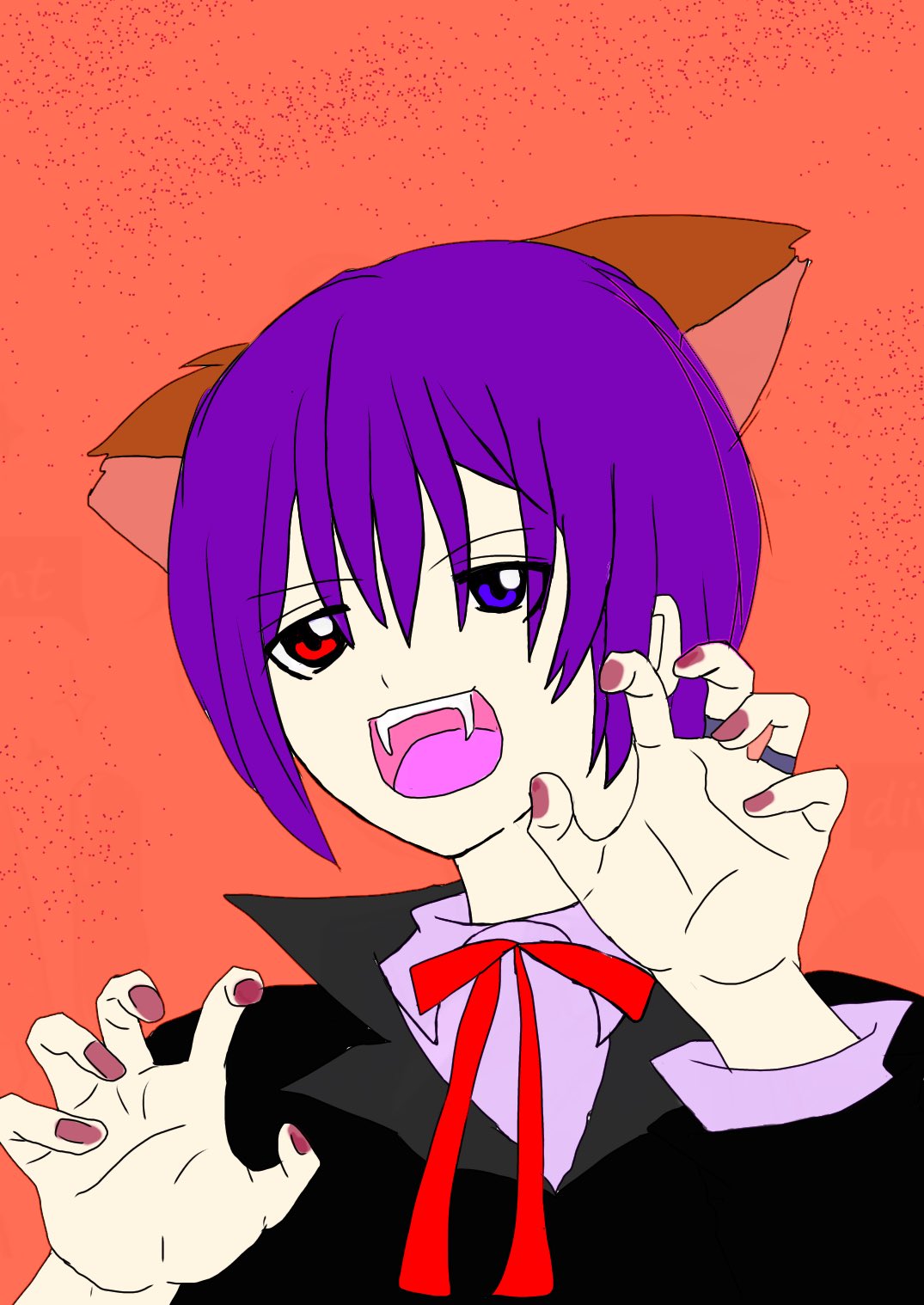 めぐみん Root S アンプリファンアート アンプリお絵かき 紫音 ハロウィン オオカミ男 ヴァンパイア 紫音くんが配信でコスプレイラスト求めてたので嬉しくて ヴァンパイアとオオカミ男子で悩んでヴァンパイアにケモミミつけるで落ち着きました