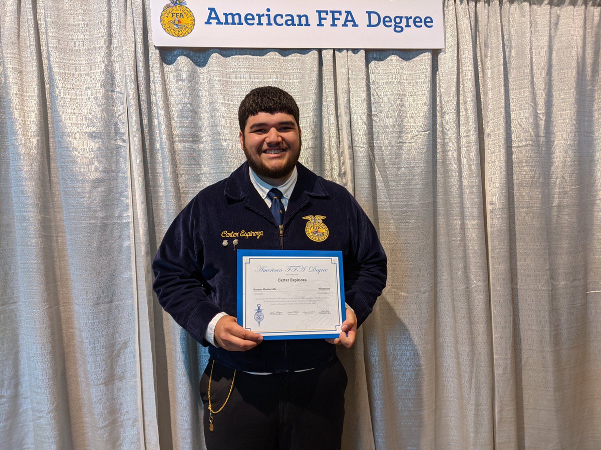 DAY 4✅
On our final day, we got to watch our very own Carter Espinoza get his American FFA Degree! What a great way to end an amazing trip - so many new friends and memories made 💙💛 
#kmffaproud #foreverblue