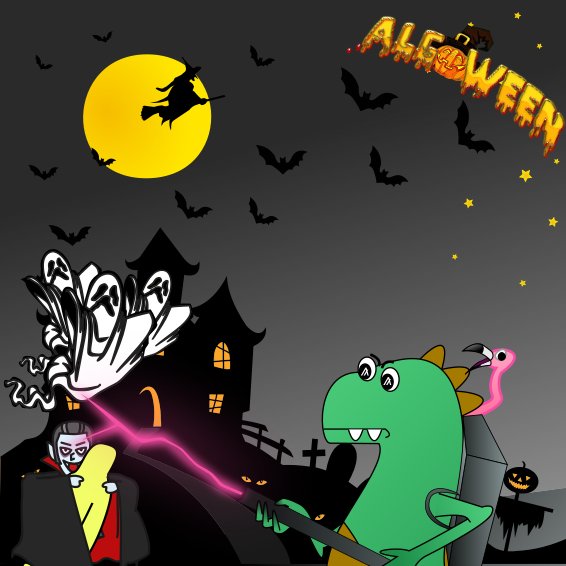 PadreAlgo's tweet photo. 🎃new #Algorand #NFT minted in my AlGodzilla collection:
🖼️ #AlGodzilla #009 - ALGOWEEN
AlGodzilla is busting evil ghosts - SCAM ASAs and @tinymanorg Liquidity Vampires at Algoween night...
👉 https://t.co/AF9gMDS5os https://t.co/jeXhGSlUc3