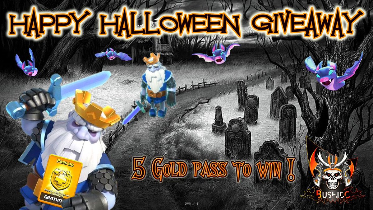 Dear Clashers,
Let’s celebrate the end of the Royal Ghost!
Happy Halloween‼️

🎃 MUST FOLLOW <a href="/BushidoCOC/">Bushido</a>
🔁RETWEET &amp; LIKE
👻TAG 3 FRIENDS
📆ENDS 2021/11/15
(PayPal Required)

🎨Graphics by <a href="/Sam_Haxa/">Sam Haxa graph</a>