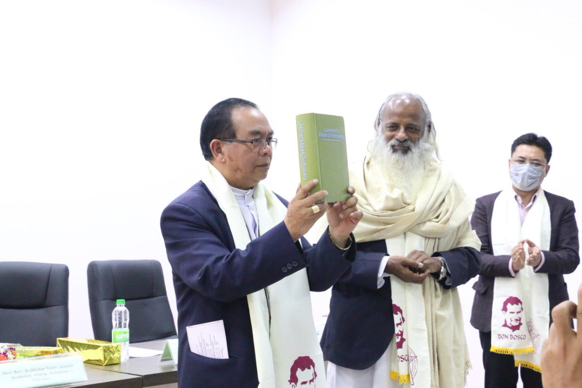 jobysdb's tweet photo. Release of the Khasi-English Dictionary of Fr UV Jose sdb at St Anthony’s College by His Grace Arch Bp Victor Lyngdoh;Great work most words so far were few of the critical words said by HoD of Khasi Dept NEHU reviewing it; a Great and unique work Dedicated to Fr Silvanus Sngi sdb https://t.co/DqXHhngC6e