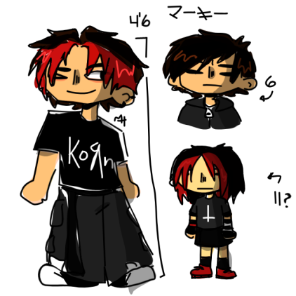 StJimmy49125503's tweet photo. (Jul) Technically my first drawing in my new style...me at some different ages 

#selfportrait #gothboy #redhair #doodle #art https://t.co/g4OfALuWwD