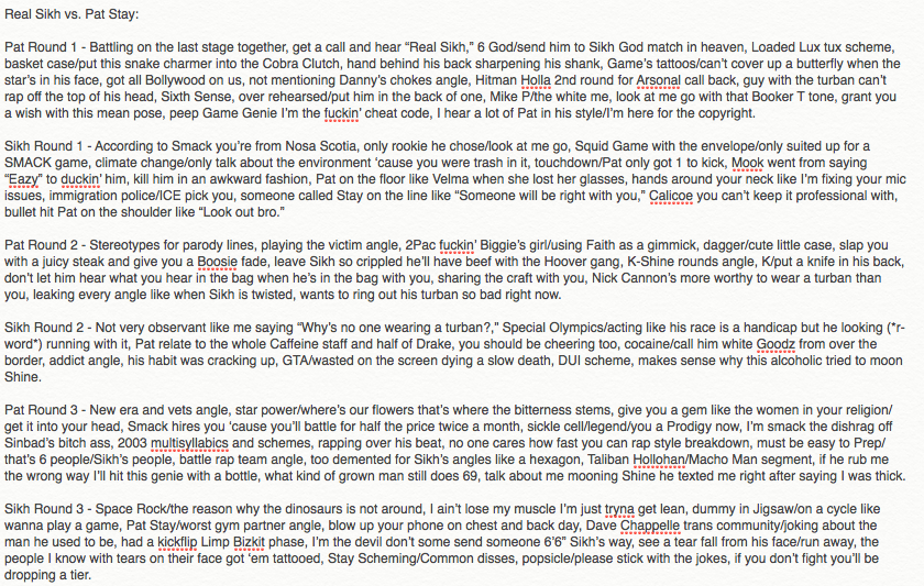 iamHBY's tweet image. For Pat Stay vs. Real Sikh from @urltv's #TilDeath, I gave that to Pat 3-0, no body.  Sikh put up a fight and had really creative one-liners and angles for Pat, but I think Pat did more to push his rounds over the top when it came to punches, style breakdowns, etc.  Great battle.