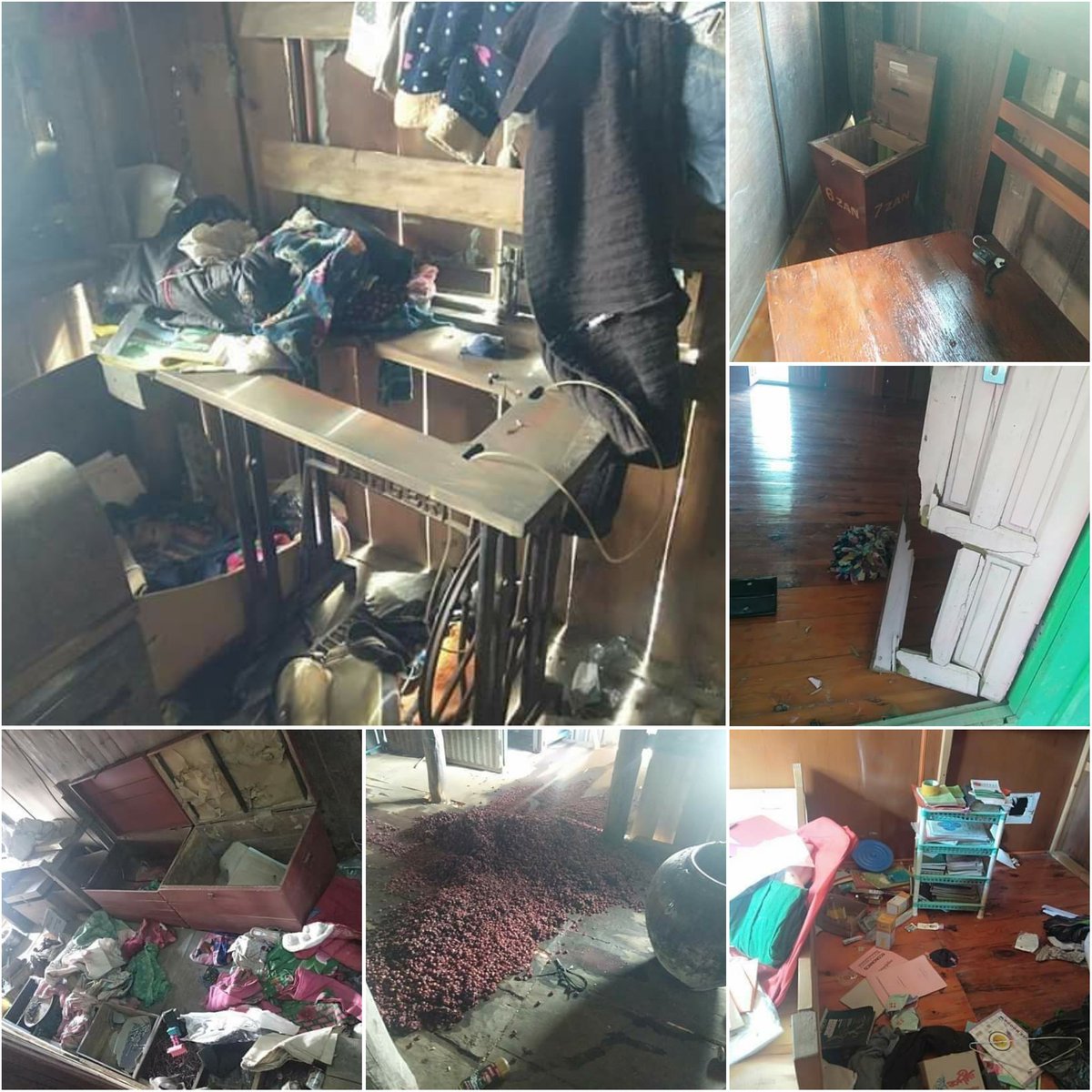 Terrorist Forces stormed houses in Thu Pe village on the Kale-Falam road in #Falam Tsp, Chin State, took all villagers' furniture, killed more than 100 chickens and put two pigs in a truck, according to locals.
#FreezePaymentsToJunta   
#Oct31Coup  
#WhatsHappeningInMyanmar