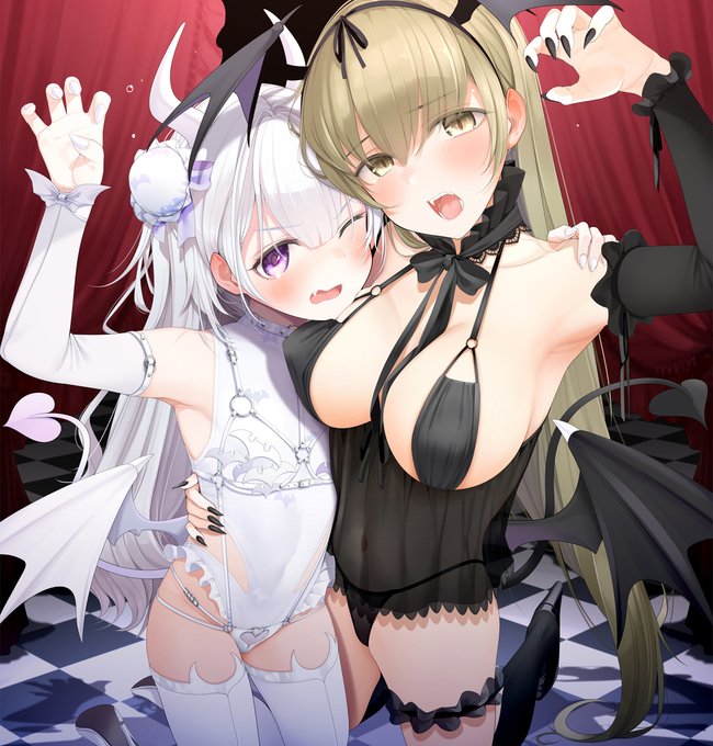 白黒サキュバスちゃんハロウィンかなりギリギリマン#創作 #オリジナル#ハロウィンイラスト展示会2021 