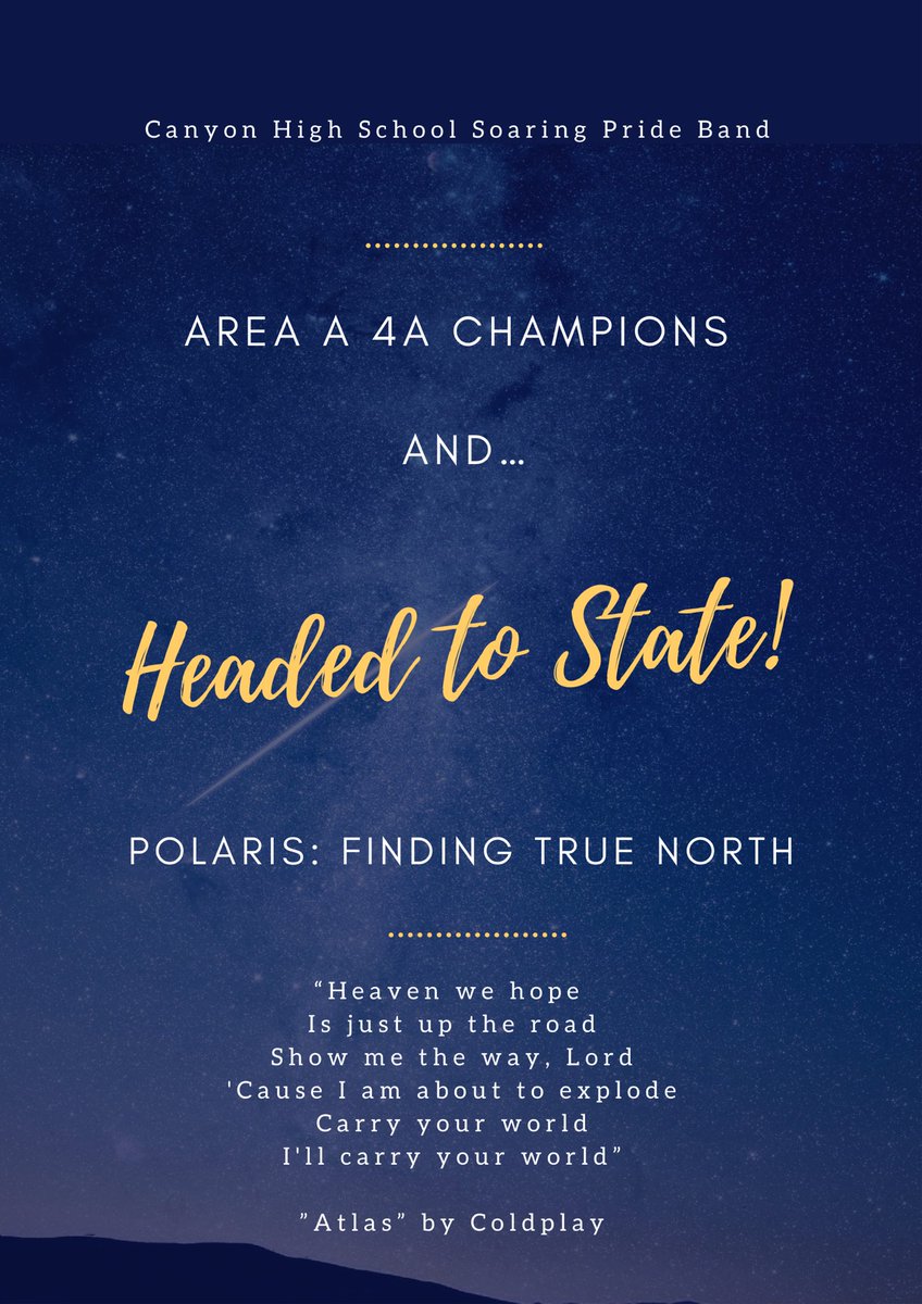 Ladies and Gentlemen, your 2021 Area A 4A Champion Soaring Pride Band is headed back to the San Antonio for the State Marching Band Contest!