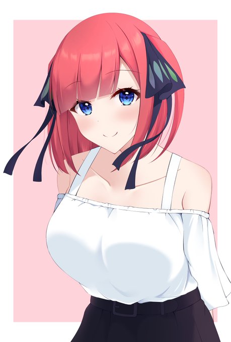 ほめてれさんがTwitterに投稿した中野二乃(五等分の花嫁)のイラスト。