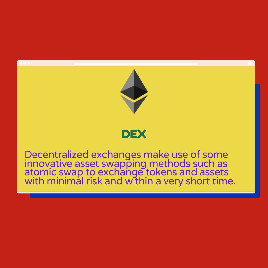 Decentralized exchanges make use of some innovative asset swapping methods such as atomic swap to exchange tokens and assets with minimal risk and within a very short time.
