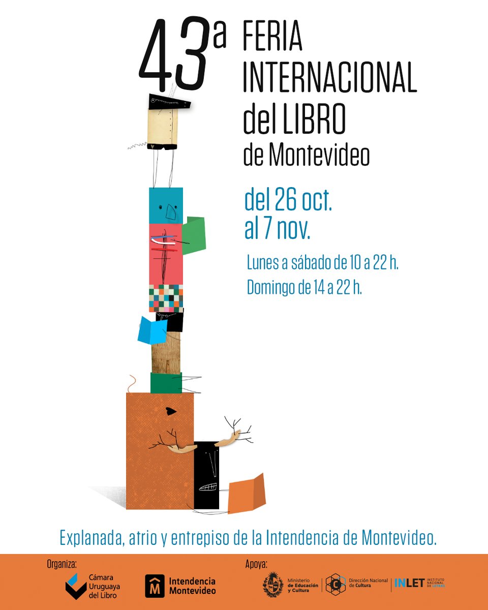 ✨43.ª Feria Internacional del Libro de Montevideo ✨
26 de octubre al 7 de noviembre
Explanada, atrio y entrepiso de la Intendencia de Montevideo.
Lunes a sábado de 10 a 22 h.
Domingo de 14 a 22 h.
#mvd #filmvd #libros