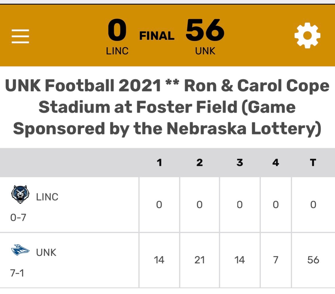 levidad9's tweet photo. @joshtweeterson Now 7-1. Teams west of Lincoln are winner! https://t.co/uz32PY1K05