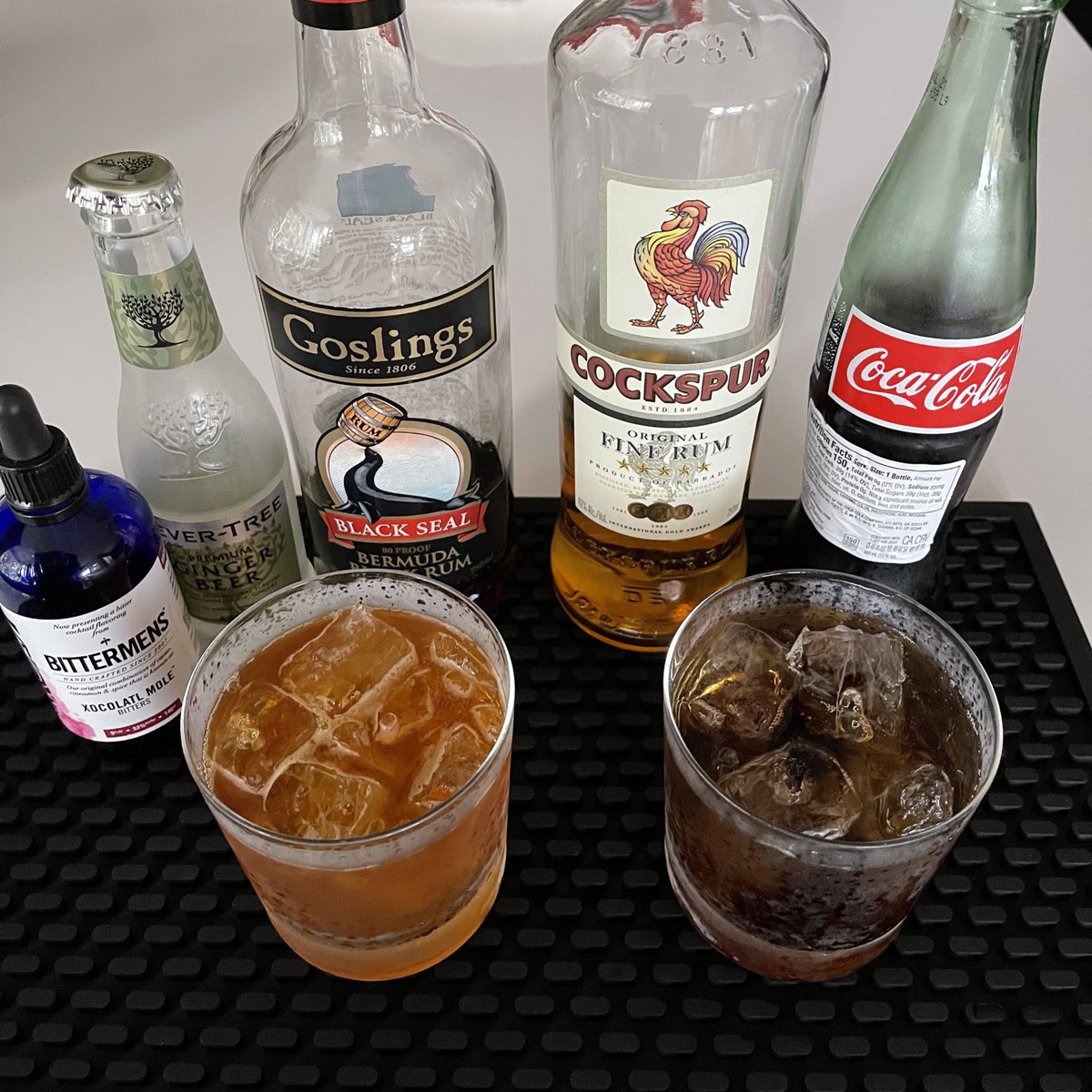 drink_city's tweet image. Two rum drinks with carbonation. #DarkAndStormy for my 🍯 and #RumAndCoke for me.