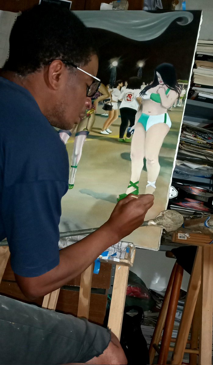 LuizAlechandre's tweet photo. Titulo "Desta Fruta Até Caroço Gosta " Depois de três anos estou finalizando mas não foi difícil é que deixei de lado #WorkiInProgress #painting #oilcolor #Carnaval #manchaverde #nftartgallery #cryptoart #musacarnaval #fantasia https://t.co/UTZYIR0OAc