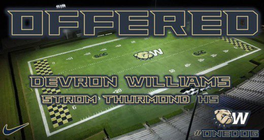 Devron Williams (@devronwilliams6) on Twitter photo Late but after a great talk with @NickVagnoneWU blessed to receive a offer from wingate college <a href="/WU_Bulldogs/">Wingate Bulldogs</a> <a href="/WingateFb/">Wingate Bulldogs Football</a> Late but after a great talk with @NickVagnoneWU blessed to receive a offer from wingate college <a href="/WU_Bulldogs/">Wingate Bulldogs</a> <a href="/WingateFb/">Wingate Bulldogs Football</a>