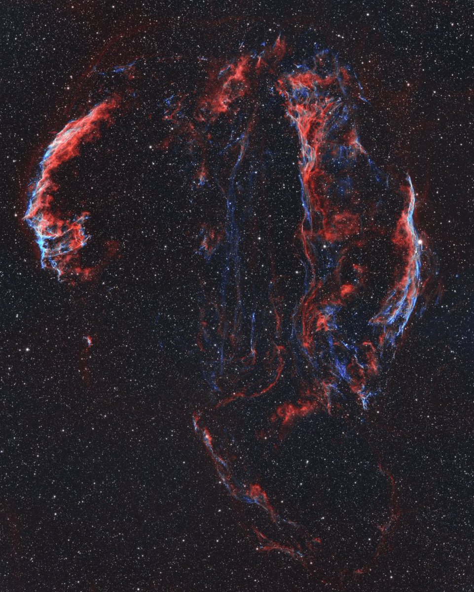 DesclafaniPhoto's tweet photo. To go along with my previous post..This is the Cygnus loop. 

I have over 50 hours of work into this piece. Just over 40 in imaging time and the rest is for stacking and editing! 

Also a 2x1 mosaic! 👍

https://t.co/II1j1Uprzc https://t.co/wzjGfOXiu8