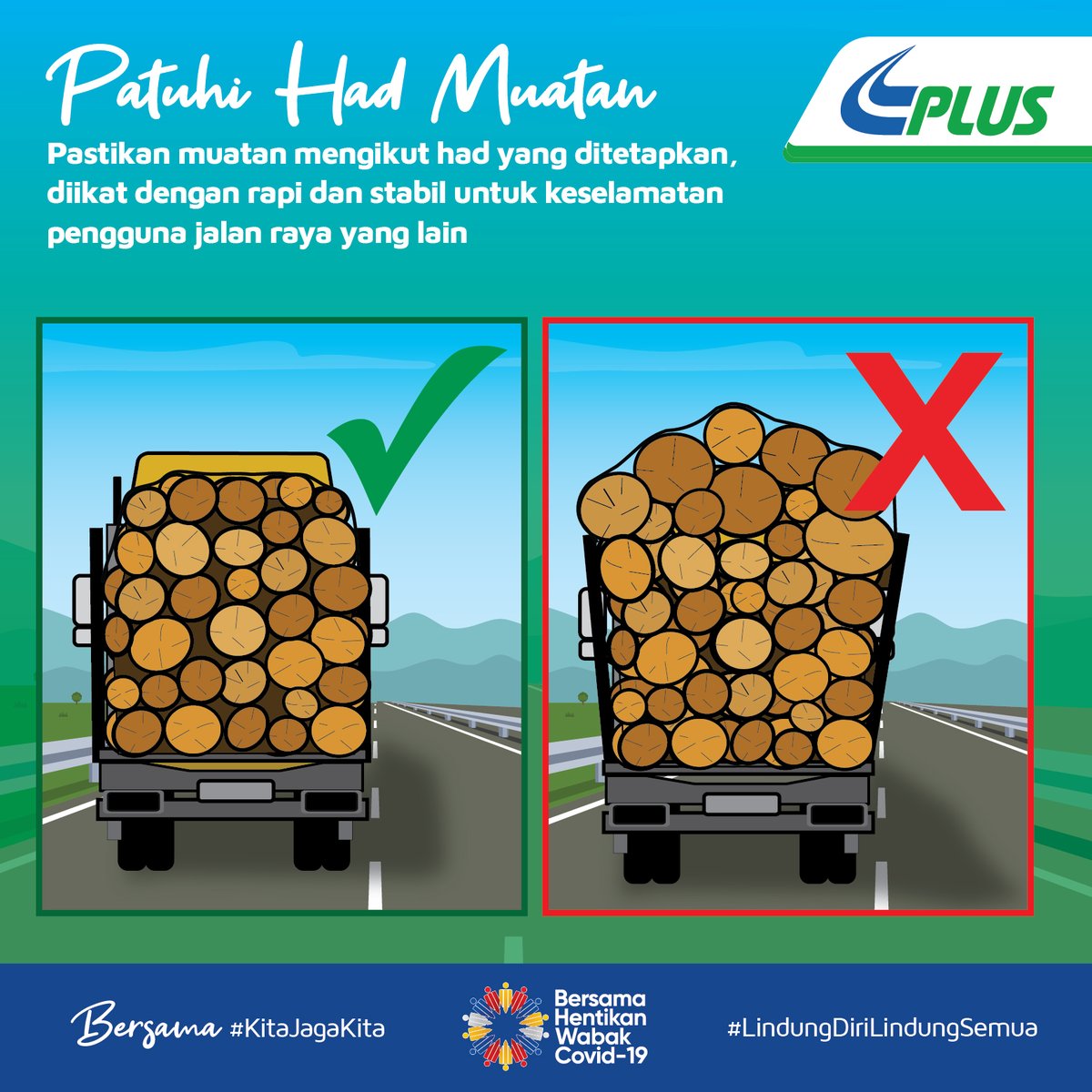 plustrafik's tweet photo. Terima kasih kpd pemandu kenderaan berat atas peranan anda sbg barisan hadapan yg b'khidmat utk negara bagi memastikan pengangkutan barangan penting selamat sampai ke destinasinya. Sila pastikan muatan yg dibawa stabil &amp; tidak melebihi had yg dibenarkan demi keselamatan bersama. https://t.co/Bw4iNKf6vb
