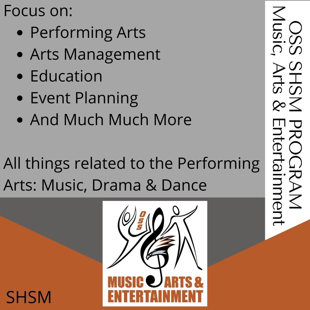 Hey <a href="/OSSAnnouncement/">OSS Announcements</a> don’t miss out on being part of our Music, Arts &amp; Entertainment: Arts &amp; Culture Specialist High Skills Major  <a href="/scdsb/">song</a> Return your forms early this week <a href="/OSS_Guidance/">Guidance</a> <a href="/SCDSB_SHSM/">SCDSB SHSM</a>