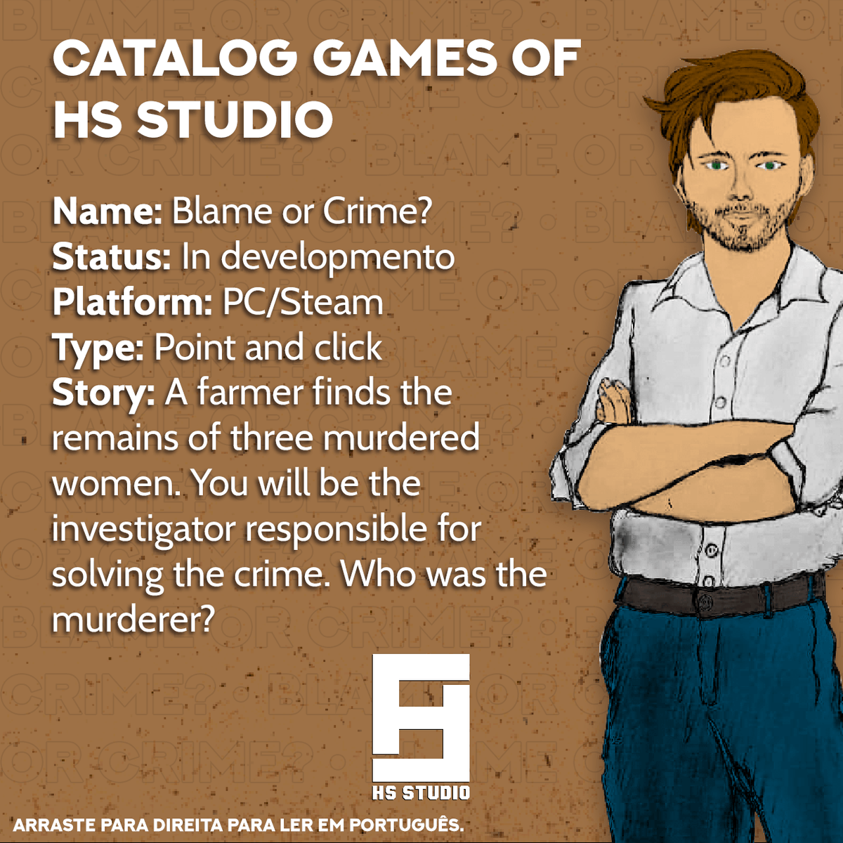 hs_std's tweet photo. Our next game will be released for PC on Steam and will be about investigation. 🕵🏻‍♂️
.
.
O nosso próximo jogo será lançado pra PC na Steam e será sobre investigação.🕵🏻‍♀️
.
.
#game #games #gamedev #indiegame #indiegamedev #jogo #programming #programação  #hsstudio #maranhãogames https://t.co/lYDgZlju8x