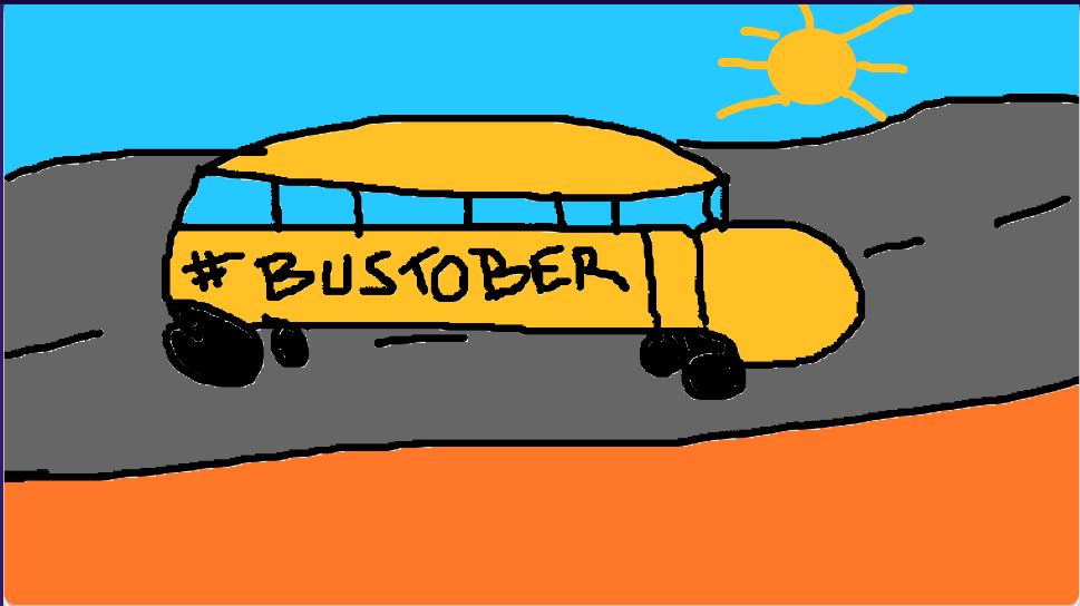 desertbusfr's tweet photo. #jeuxvideo 📣 Jour 23 ! 📣 
Un #DesertBus qui prend la route du soleil pour profiter des vacances de la #Toussaint !

Le #Bustober c'est 1 jour = 1 dessin de bus !
Rejoins le mouvement. #Dessinemoi un bus et partage-le avec les hashtags #bustober &amp; #DesertBusFR https://t.co/DfgzjFxWIw
