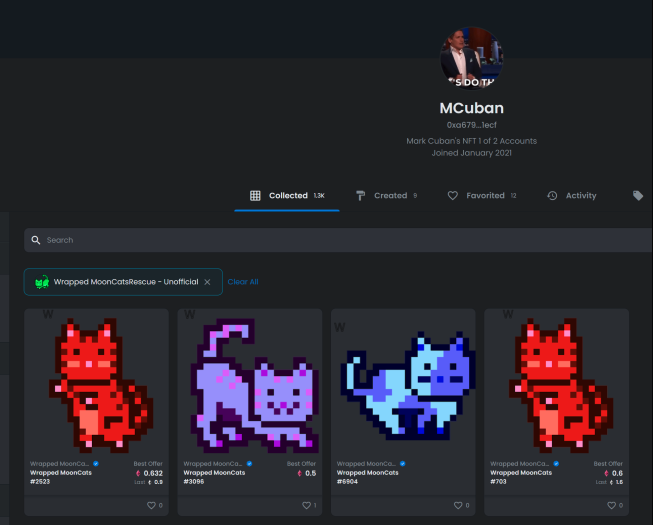 BrettVallery's tweet photo. @mcuban you have a nice #mooncat collection. A matching pair of clones, a perfect cheshire, and a 2017 rescue. Did you pick them out yourself?

PS... when you have the time you should acclimated those cats, it supports the devs and the future of the project. https://t.co/hm0r1OdezO