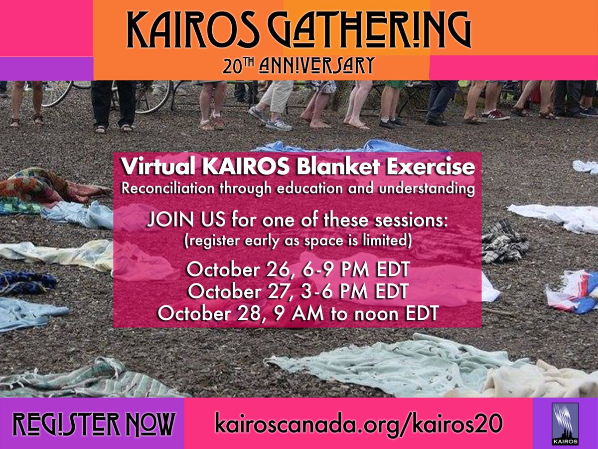kairoscanada's tweet photo. The virtual KAIROS Blanket Exercise (vKBE) is a live, participatory experience, not a webinar or lecture. Register early as spaces are limited. #Reconciliation through #education & #understanding
https://t.co/4NWzwRMyMn
#KAIROS20 https://t.co/UxqrPM972b