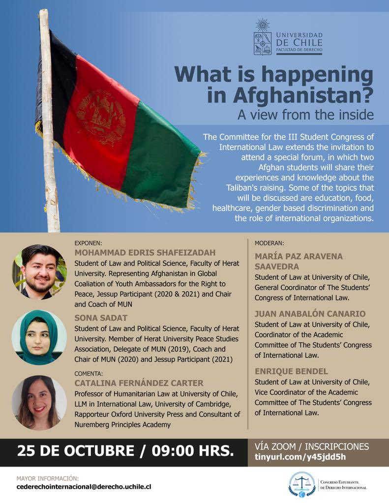 DiCongreso's tweet photo. ¡Les invitamos a nuestro conversatorio sobre lo que esta ocurriendo en Afganistan! 🇦🇫

Si bien la actividad se realizará en inglés, tendremos traductores para las intervenciones de Sona y Edris.

Link de inscripción en la bio! 🦉 https://t.co/MXhuzsKsxg