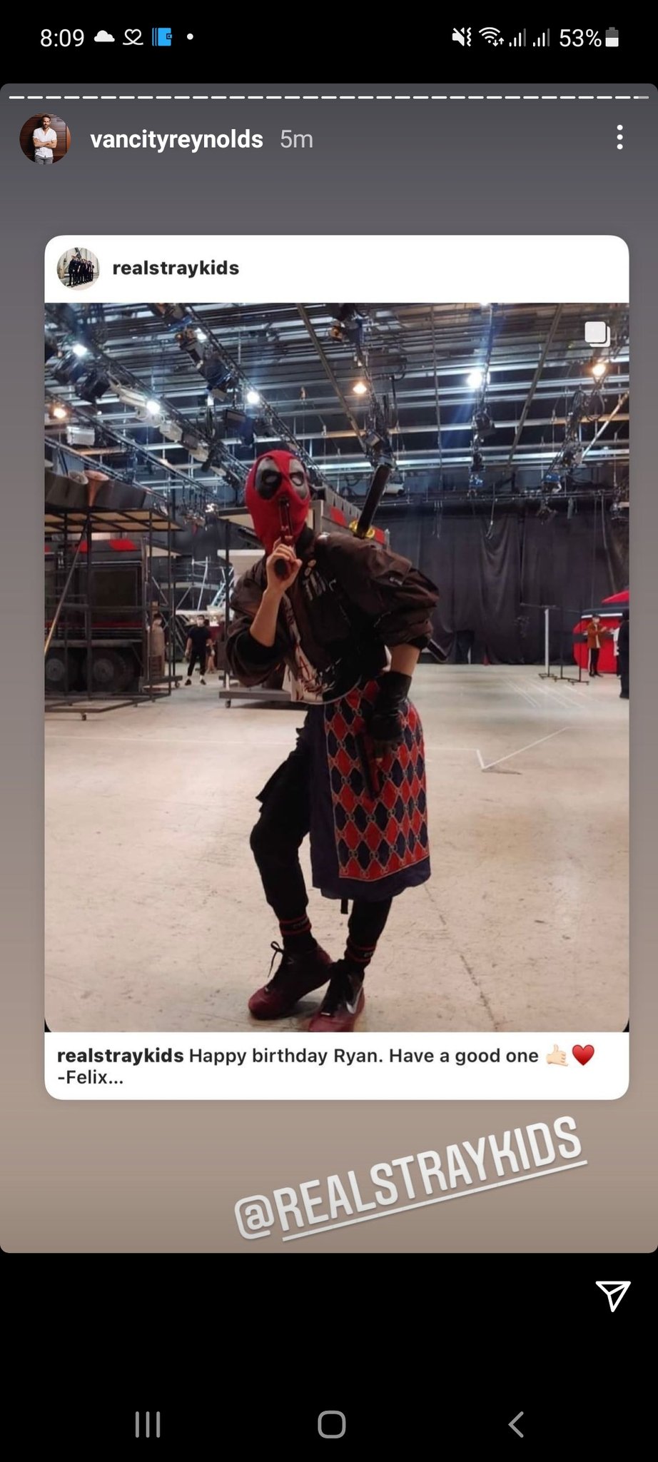 Ryan posted Felix\s post in his IG story     Happy Birthday Ryan Reynolds 