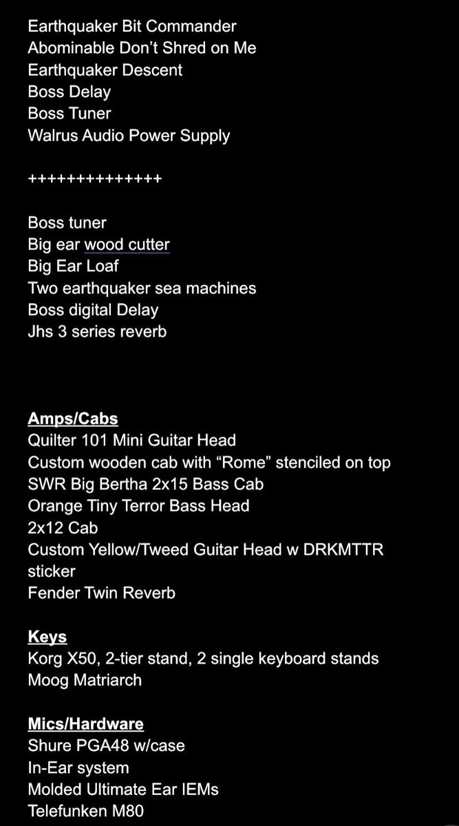 CPFeimster's tweet photo. Last night in Akron, our van and trailer were stolen. We’ve compiled a list of the missing gear, and are hoping something positive can come from this.

Anyone in Akron, Cleveland, or just Ohio/Pittsburgh in general, please keep an eye out.

DM me or @mannequinpussy with leads. https://t.co/6AHlBX2QG2