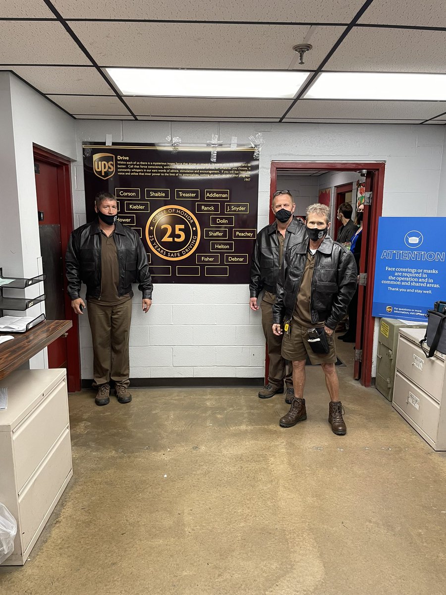 Celebration for three 25 year circle of honor drivers in State College. What an achievement congratulations to Jeff, Brent and Joe @MidAtlUPSers