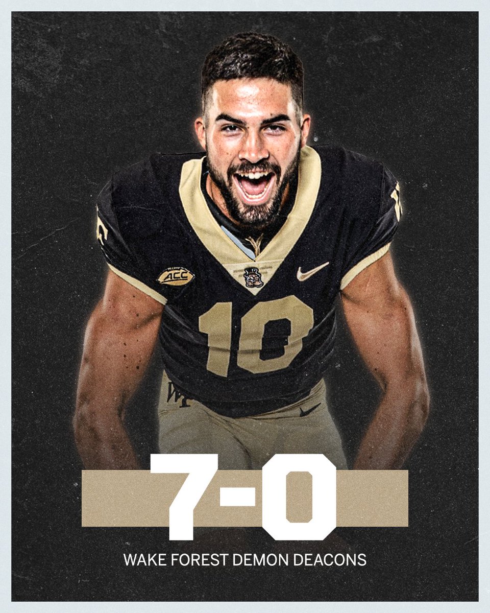 accnetwork's tweet photo. The Deacs remain 𝗨𝗡𝗗𝗘𝗙𝗘𝗔𝗧𝗘𝗗 🎩

@WakeFB with its best start in program history since 1944! https://t.co/rIg6k5TRvQ