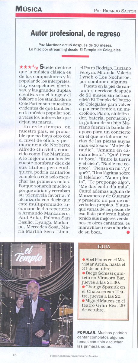 Pasen y lean.
Paz Martínez por streaming.
<a href="/noticiasrevista/">Revista Noticias</a>  Nº 2339 - 23/10/21

cc/<a href="/lolabarredo/">Lola Barredo</a> <a href="/rober_quinteros/">Roberto Quinteros</a>