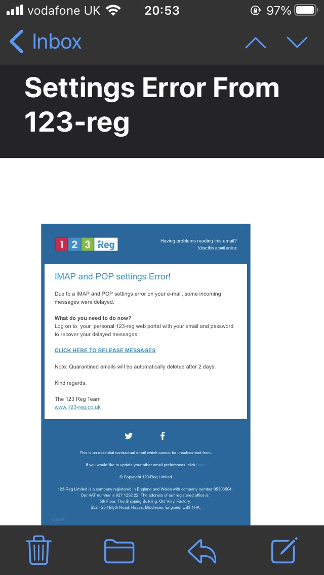 pop_a_loo's tweet photo. @123regHelp Is this a scam email? https://t.co/zX3RceW2dA