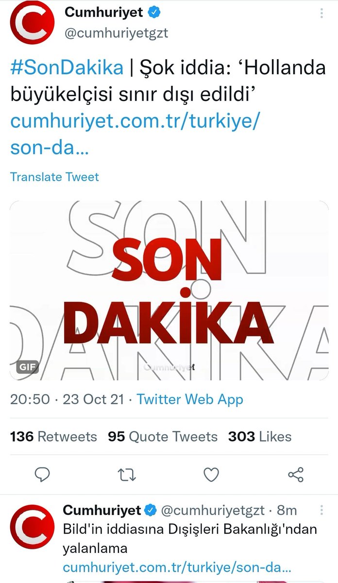 Hollanda Büyükelçisinin sınırdışı edildiği iddiası Türk Dışişlerince hemen yalanlanmış.
Hayırdır, sınırdışı işlemleri için Mevlüt Çavuşoğlu Erdoğan'dan talimat almamış mıydı?
Bu haber için alelacele düzeltme  yayınlanıyorsa, Erdoğan boşuna mı höykürüyor yoksa!