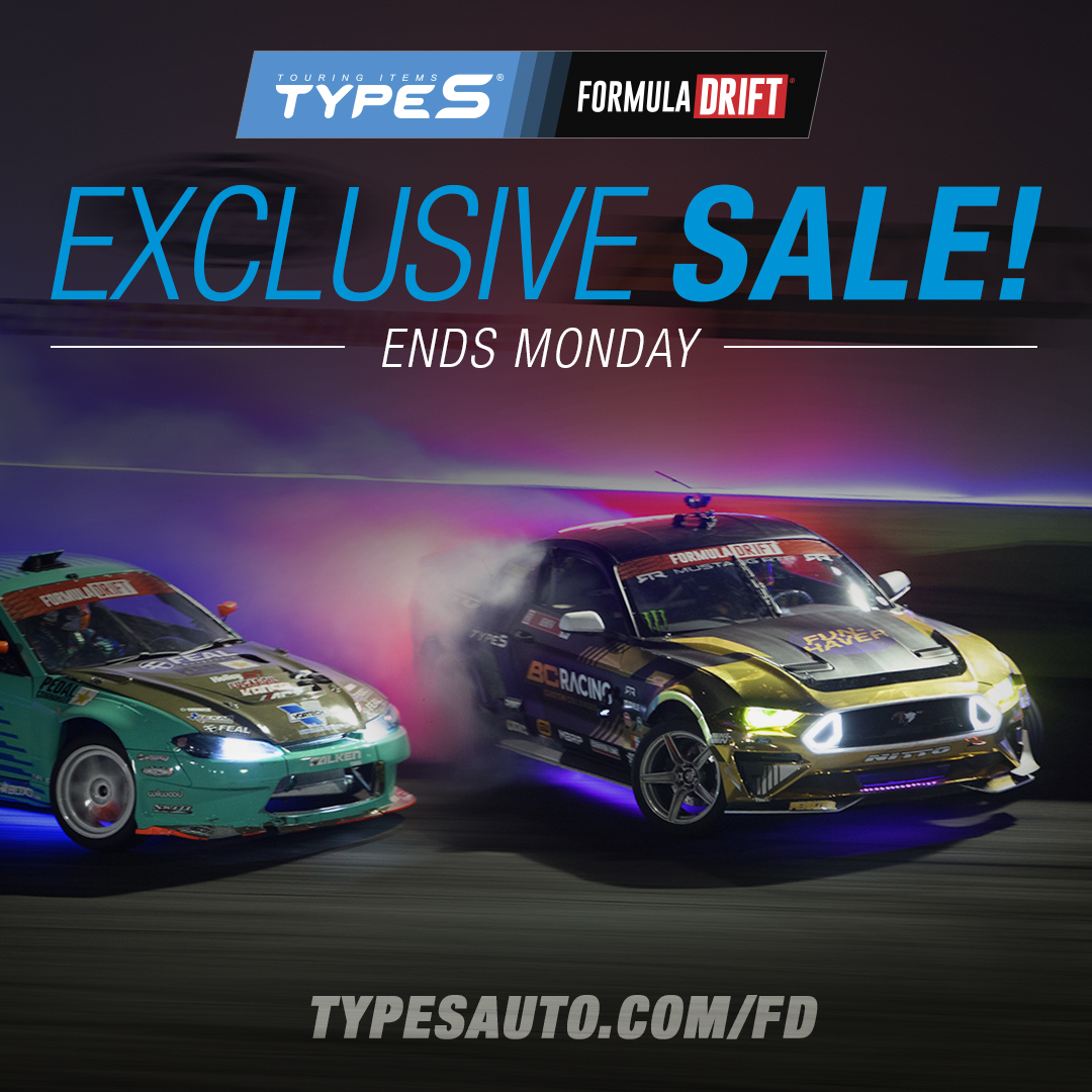 FormulaDrift's tweet photo. Our friends at @typesauto are having a limited time sale for up to 25% off the hottest and best-selling products now through Sunday October 24th at 11:59 PM. 🔥 Shop here: https://t.co/rxoMxGgqFL 

#FormulaD #FormulaDRIFT #TYPES #TYPESAuto https://t.co/zorYE598PX