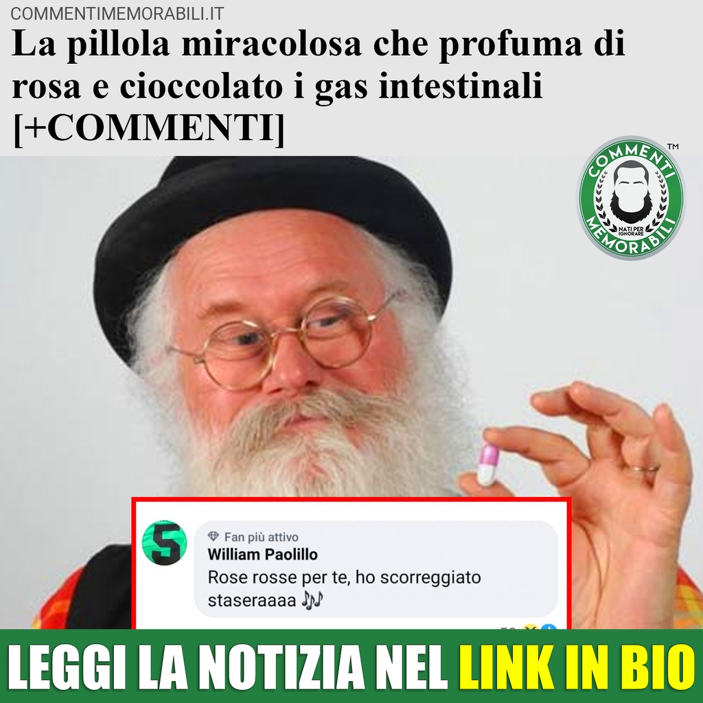 CM_Memorabili's tweet photo. Per liberarsi regalando emozioni...
Leggete la notizia coi commenti nel LINK IN BIO 😜
https://t.co/4JCMAlCfa5
#commentimemorabili #continuatevoi #linkinbio #23ottobre #23ott #gas #intestino #pillola https://t.co/IWzf7j5dLf