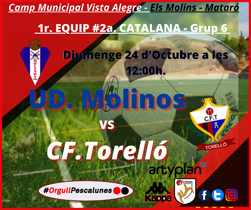 cftorello's tweet photo. Demà dos grans partits:
Sènior A vs @UDmolinos a #mataro
Sènior Fem vs @UEFigueres a #Torello
#SomhiEquips #SomelTore #OrgullPescallunes🔴⚫️
#BonaNit i fins #Demà ✔️⚽️ https://t.co/9SpmtjQmIf