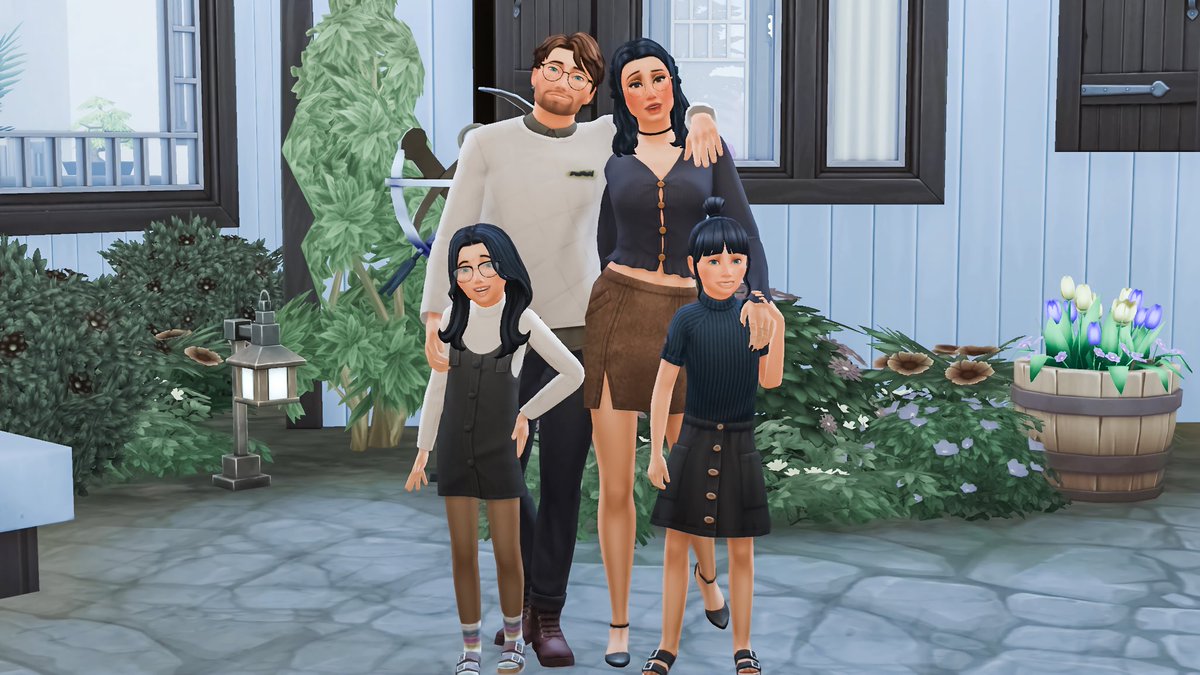 SimmerSarah_'s tweet photo. Using @whimsyalien’s new poses on my current legacy! Kai, my fourth gen, my madeover Cassandra Goth, and their daughters, Cornelia &amp; Esme! 🤍
#showusyoursims #sims4 https://t.co/QbrgH4lpY2
