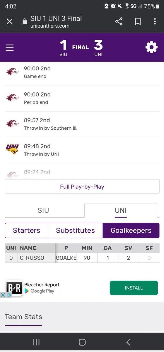 Seems to be a Trend.. Lights out <a href="/chloeerusso/">Chloe Russo</a> another amazing performance and to the whole team <a href="/UNI_Soccer/">UNI Soccer</a> 90 min 2 saves for the victory.Play like #winners win like winners. Way to command the team. #leadership GREAT JOB