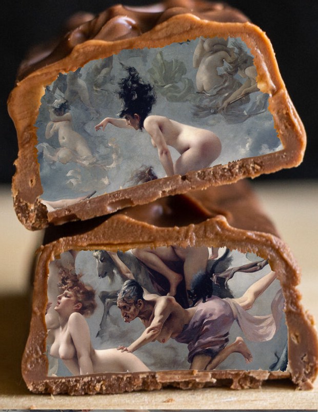 pcxd13's tweet photo. PLEASE be sure to check your kids' Halloween candy this year. I just found Falero's "Witches going to their Sabbath" in my daughter's Snickers bar 😨 https://t.co/cAJIMdxm0z