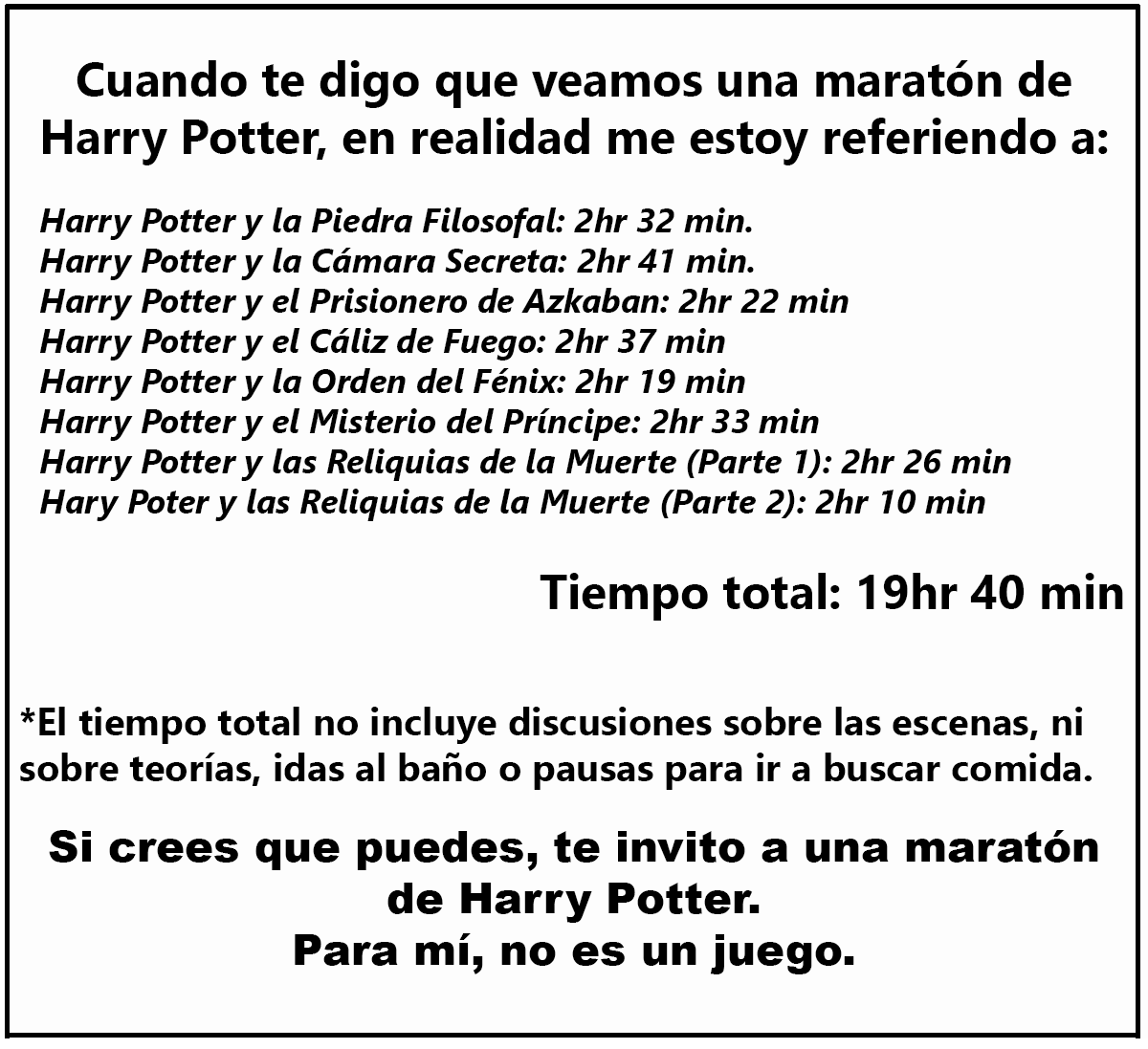 EiProfeta's tweet photo. Lo que significa una maratón de Harry Potter. https://t.co/4Wu2qMMlxJ
