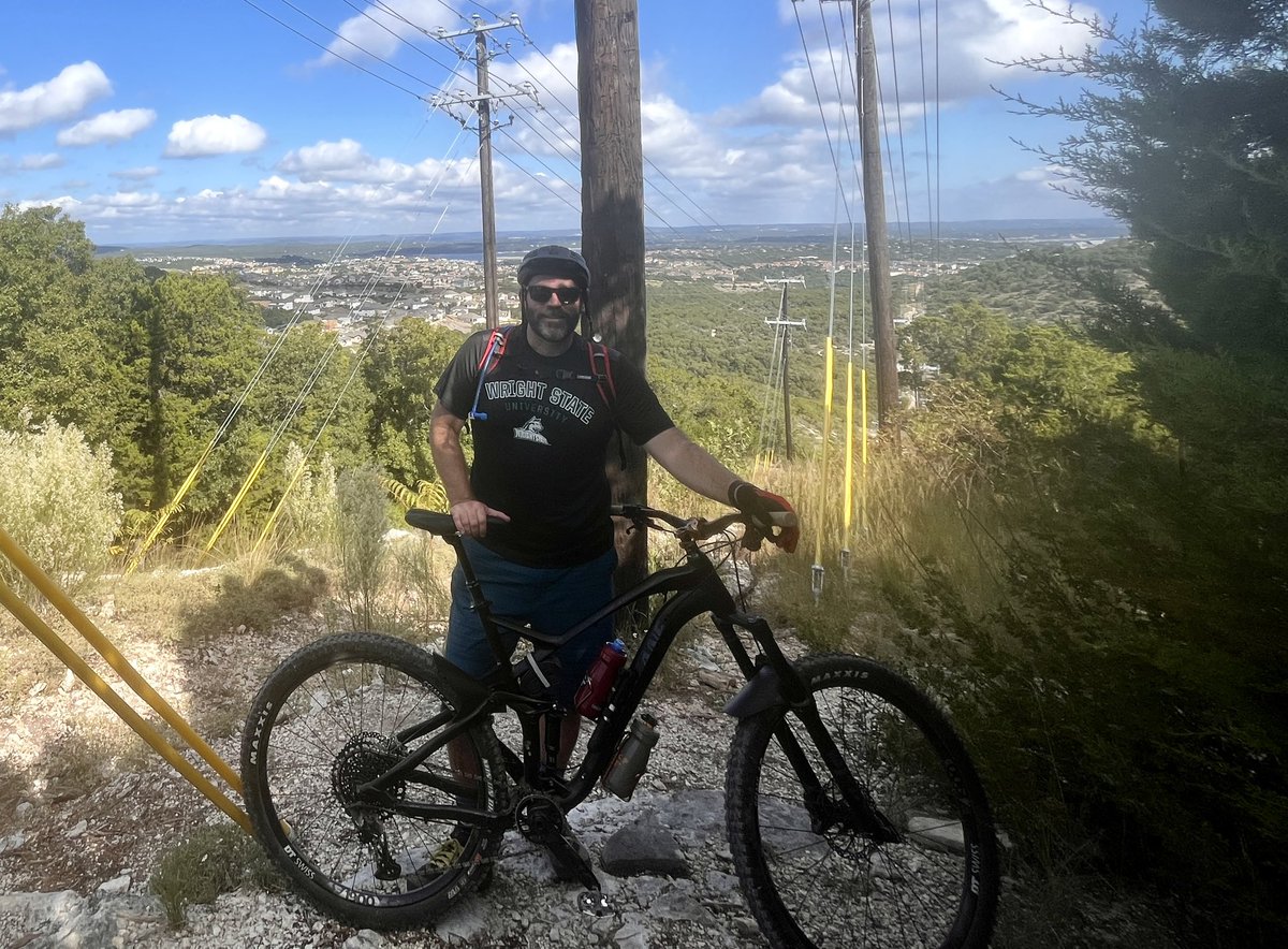 Fun ride up Mt. Lakeway this morning. Great views at the top (sans power lines) of the hill country and lake. <a href="/WrightStAlumni/">Wright State Alumni</a>