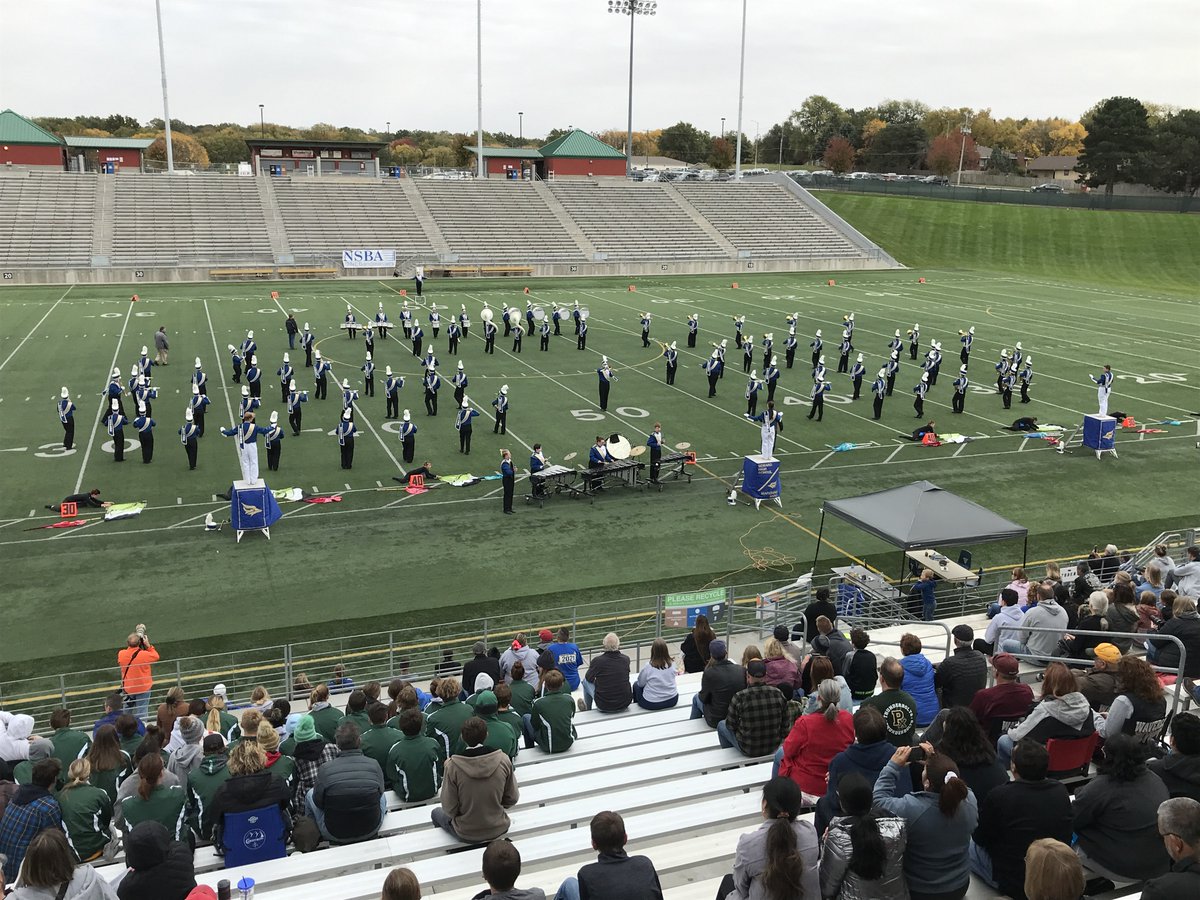 NEBandmasters's tweet photo. @SewardBand  marching “Matchpoint”  at the 2021 NSBA State Marching Band Contest. #nsbamarching21 https://t.co/a8fsTRwPRm